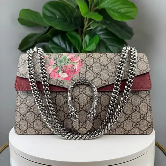 A204💎✨Authentic Gucci Dionysus Shoulder Bag GG Supreme Blooms Small Antique - Picture 1 of 8